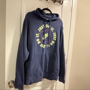 Nike Just Do It fleece sweatershirt hoodie navy size XXL